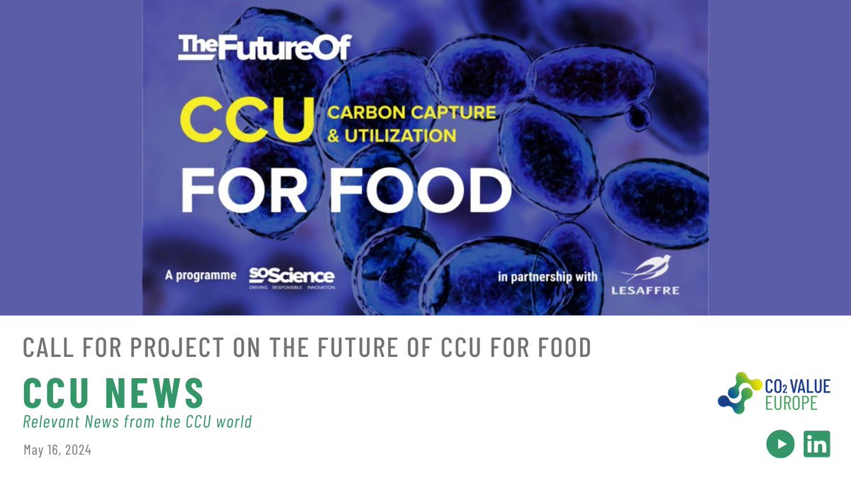 Our member @Lesaffre_Group, together with @SoScienceTweet, is opening a call for projects to explore the role of #CCU in fermentations & food production! Selected applicants will receive funding for research & personalised coaching. Apply by May 27 at bit.ly/4bDmxej.