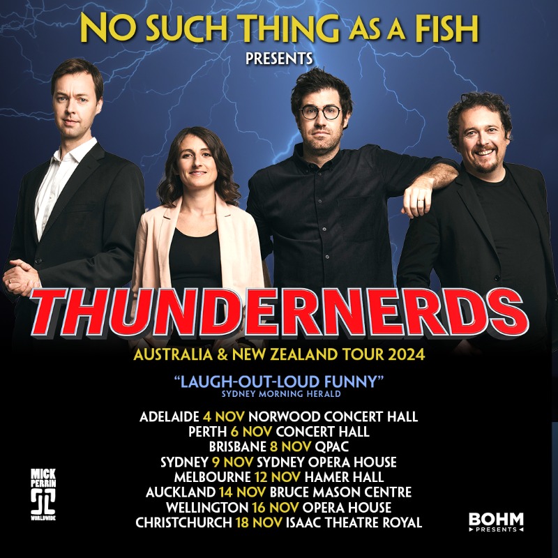 Fishbusters! @NoSuchThing As A Fish's AUS/NZ tour is now on sale! swiy.co/no-such-thing-… Don't miss the hilarious fact-filled comedy podcast from Dan, James, Andrew and Anna on their live tour Thundernerds ⚡🤓