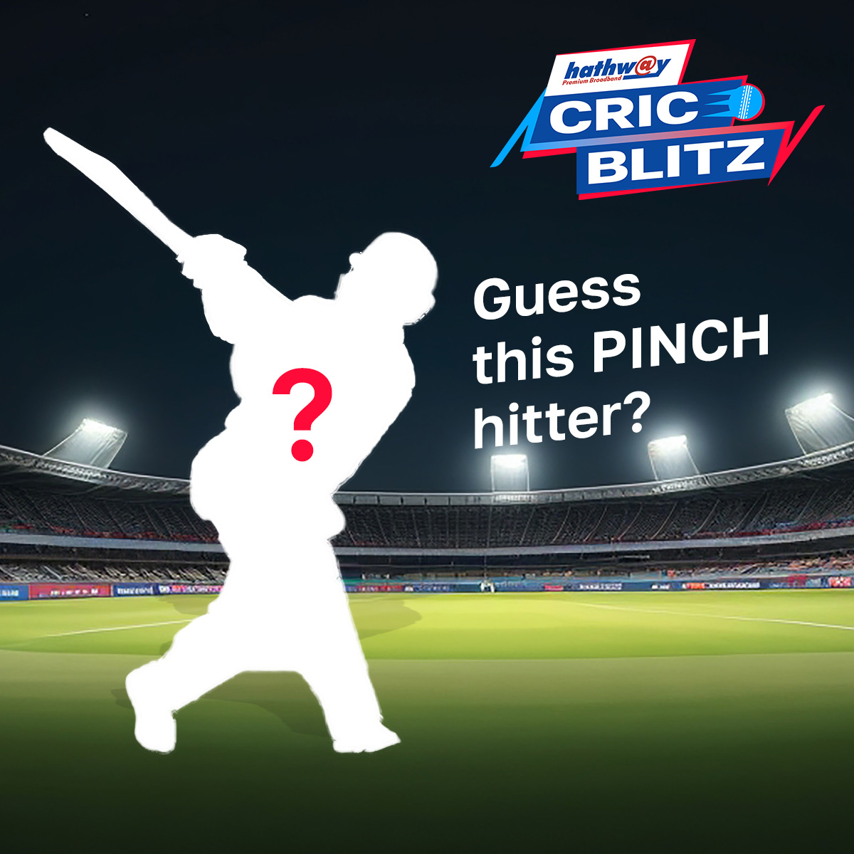 Can you guess this pinch hitter? Hint: Made a comeback from a road accident #Hathway #HathwayBroadband #CricBlitz #T20I #CricketQuiz #Contest #CricketLover #HighSpeed #InternetConnection