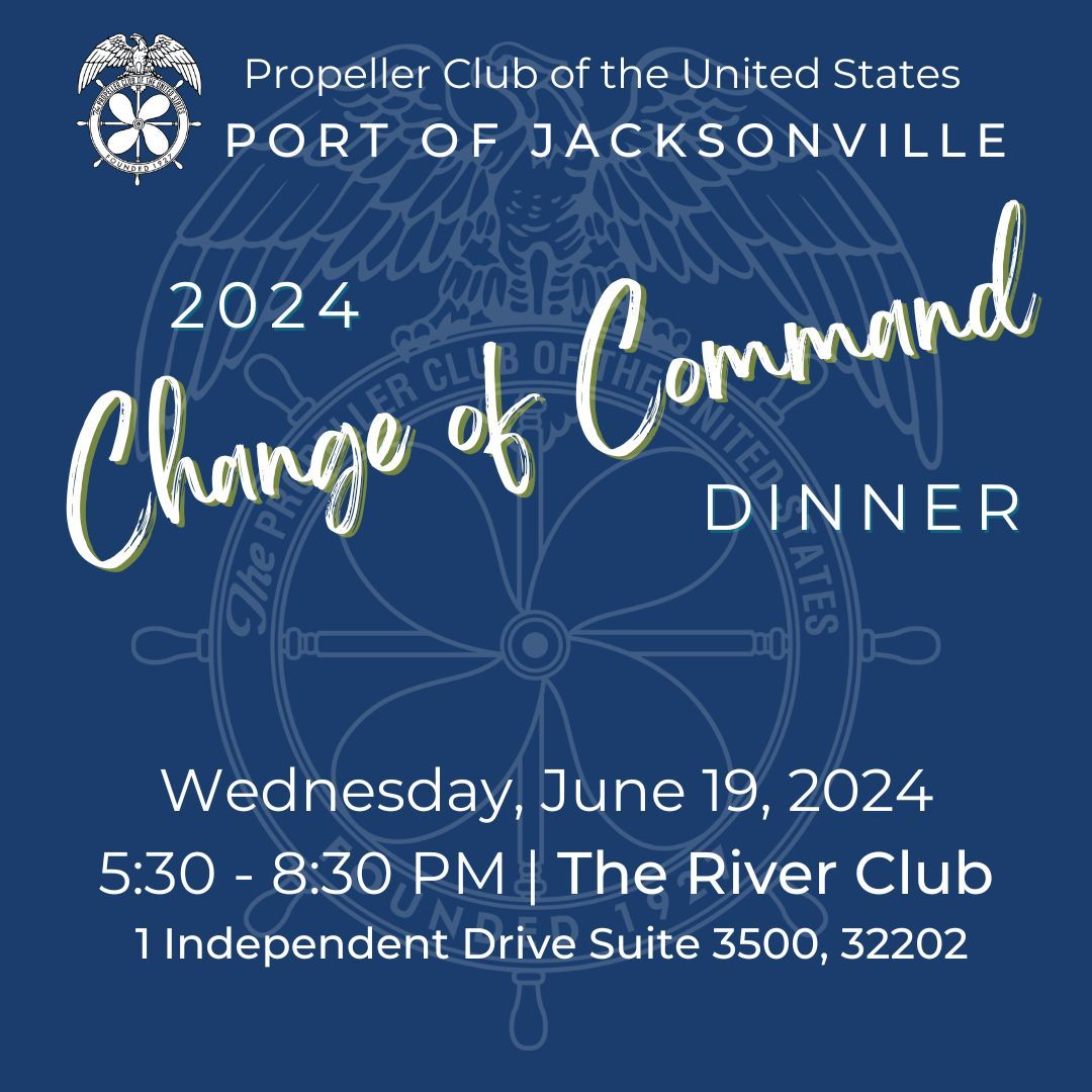 📆 Mark Your Calendar 📆 Join #PropClubJax for our annual Change of Command Dinner on Wednesday, June 19 from 5:30 - 8:30 pm at The River Club. Follow #PropClubJax for more details.