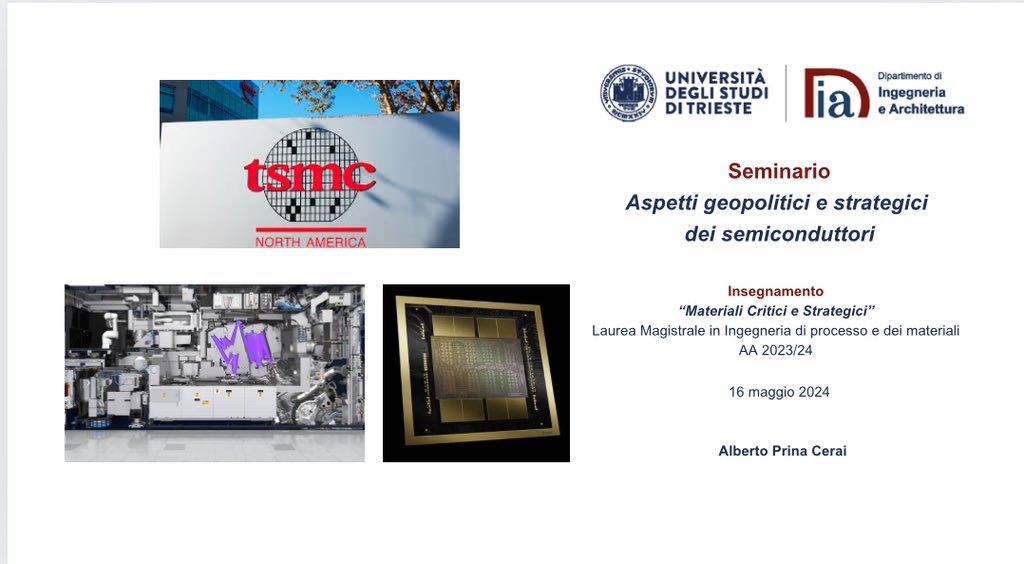 Questa mattina ho avuto il piacere di tenere, per il secondo anno, un seminario sulla #geopolitica dei chip presso @UniTrieste. Tra interdipendenze di mercato, tecnologie critiche e sfere d’intervento pubblico. Una bella discussione con gli studenti. Grazie @aloisbon @VanniLughi