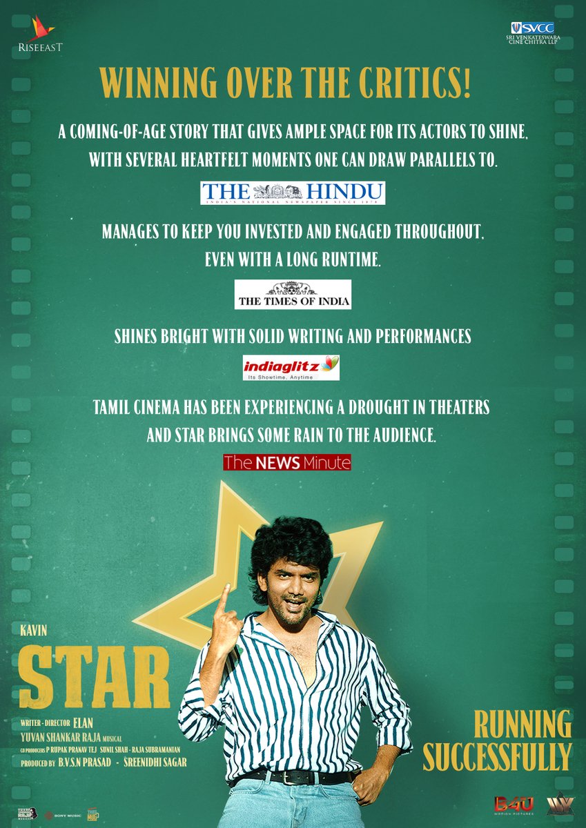 #STAR is both a critical and commercial winner in theatres ❤️

Dont miss the emotions and the entertainment on the big screens now.

#BlockbuSTAR

#STARMOVIE ⭐ #KAVIN #ELAN #YUVAN #KEY

@Kavin_m_0431 @elann_t @thisisysr @aaditiofficial @PreityMukundan @LalDirector @SVCCofficial