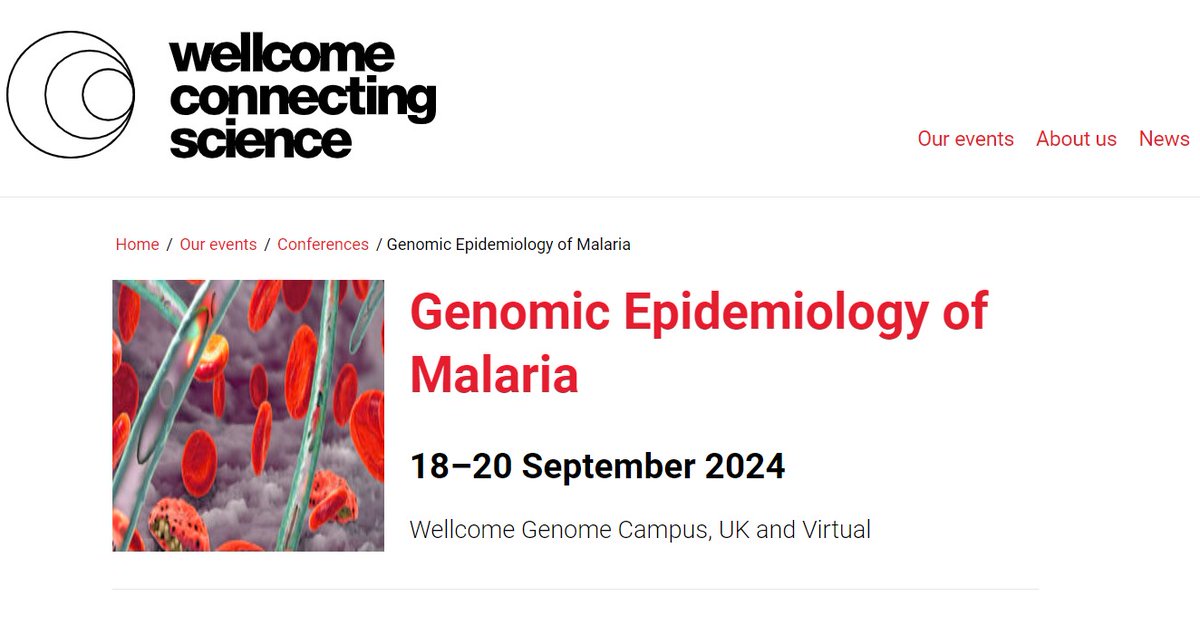 🦟🧬An interdisciplinary conference on the clinical and biological consequences of genome variation in malaria parasites, their vectors and human hosts. 🌟 FREE virtual registrations for delegates from LMICs More info 👇 ow.ly/uO7C50RI1ly