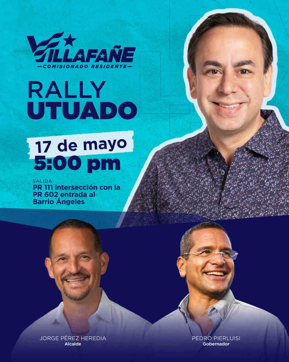 Mañana estaré en mi hermoso pueblo de Utuado junto a nuestro gobernador Pedro Pierluisi y mis queridos compueblanos. ¡Nos vemos en Utuado! #VamosAlFuturo