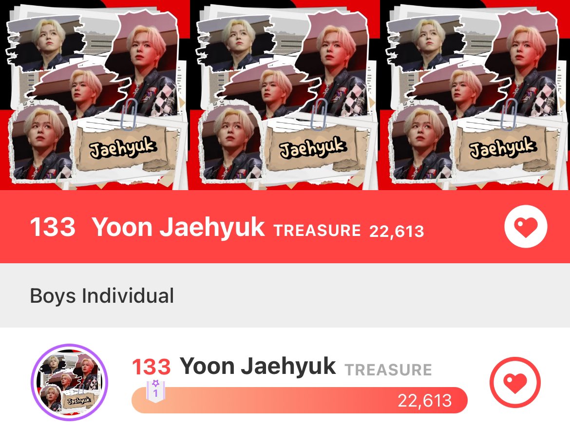 [🗳️] CHOEAEDOL DAILY We are currently at rank 133 🌟 DO NOT BREAK BANNER! Vote directly on the community for Yoon Jaehyuk. Collect ever hearts for his charity fair & we also have an on-going AD FAN SUPPORT, drop your diamonds for YJH! #윤재혁 #YOONJAEHYUK @treasuremembers