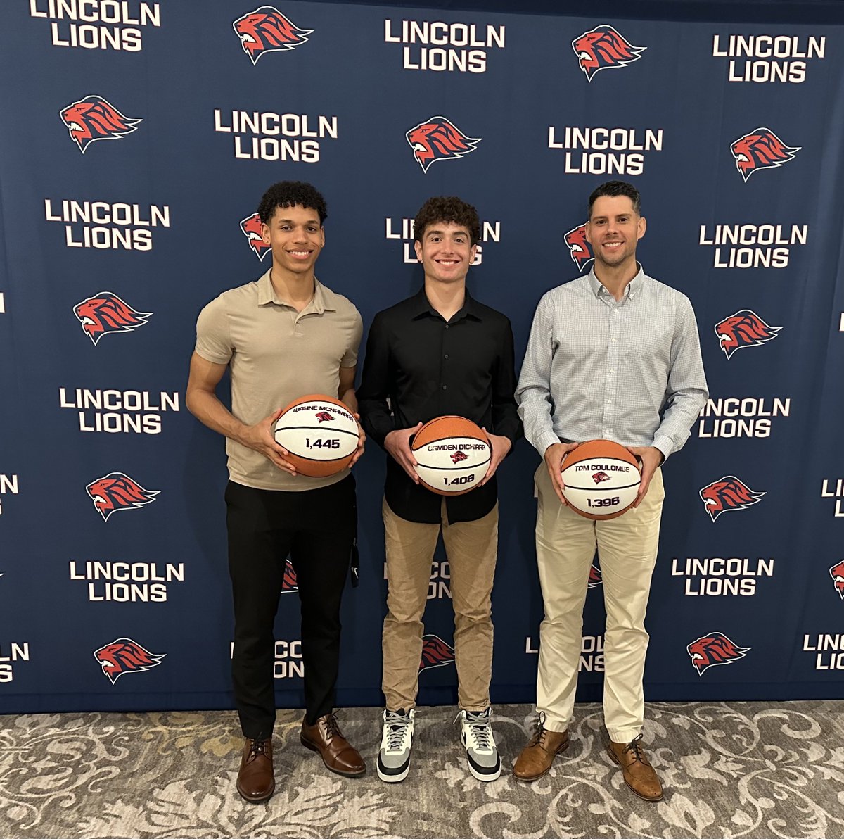 Special moment between the three all time leading scorers in Lincoln Boys Basketball history! 

Tom Coulombe ‘07, record of 1,396 points stood for 17 years, until broken by Camden DiChiara (1,408) & Wayne McNamara (1,445) this past winter!

@LHSRI_Athletics @BWMcGair03