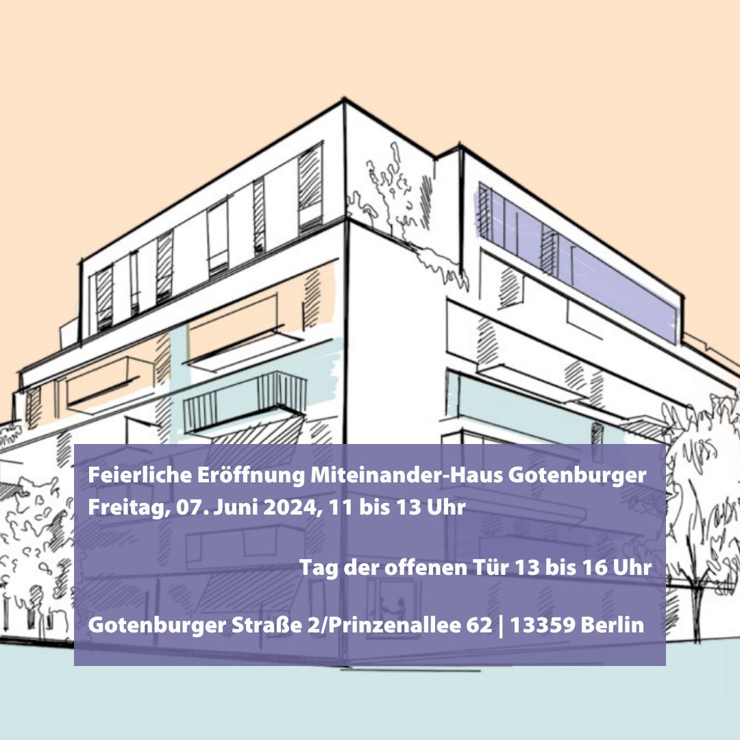Feierliche Eröffnung des Miteinander-Hauses in der Gotenburger Str. am 7.06.! Wegweisend für bezahlbaren Wohnraum &amp; soziale Integration! Schafft Raum für 104 Menschen, darunter junge Eltern &amp; Menschen  mit unterschiedlichen Bedürfnissen paritaet-berlin.de/aktuelles/deta… #berlinbessermachen