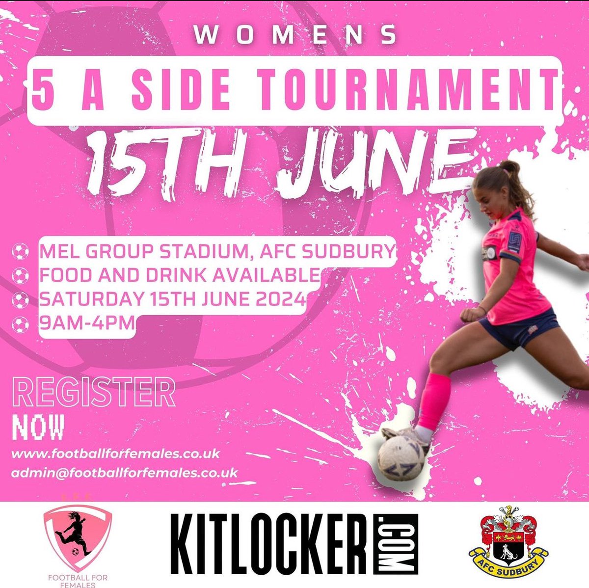 Only a few more weeks to book on! Lots of giveaways from @kitlocker and prizes for winning team! Book here: football4females.com @SuffolkFA @AFCSudburyWomen