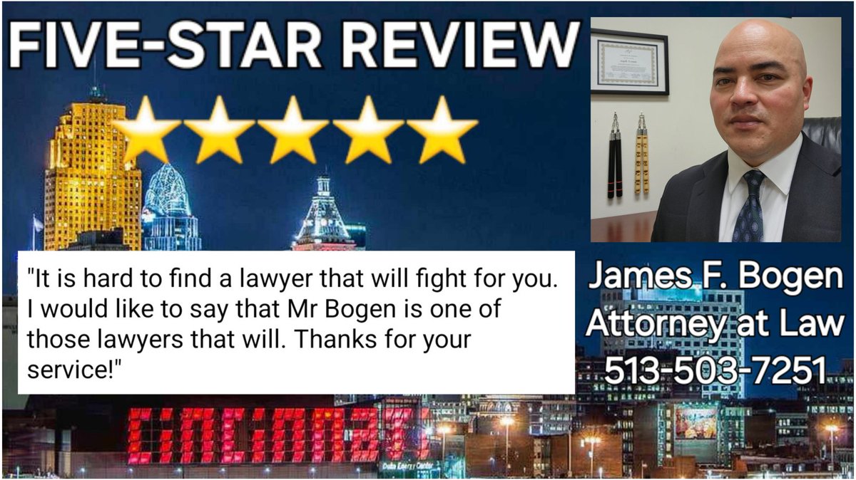 CLIENT TESTIMONIAL ⭐️⭐️⭐️⭐️⭐️ Very grateful to receive another top review from a client after a lot of hard work and a very favorable result in his case. I can be reached for #Criminal, #DUI, #Juvenile, and #Traffic matters at 513-503-7251. ⚖️ attorneyjamesbogen.com
