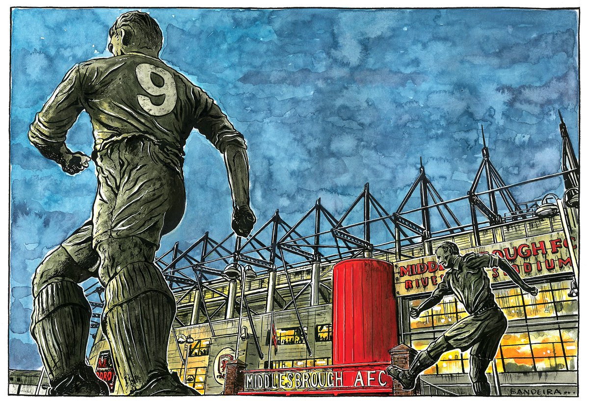 LEGENDS Illustration for RIVERSIDE 2025 calendar Calendar out in July but you can purchase individual prints of any image here from both AYRESOME 2024 and RIVERSIDE 2025 collections 👇 graemebandeira.co.uk/shop/ #MiddlesbroughFC #Boro #UTB #Riverside