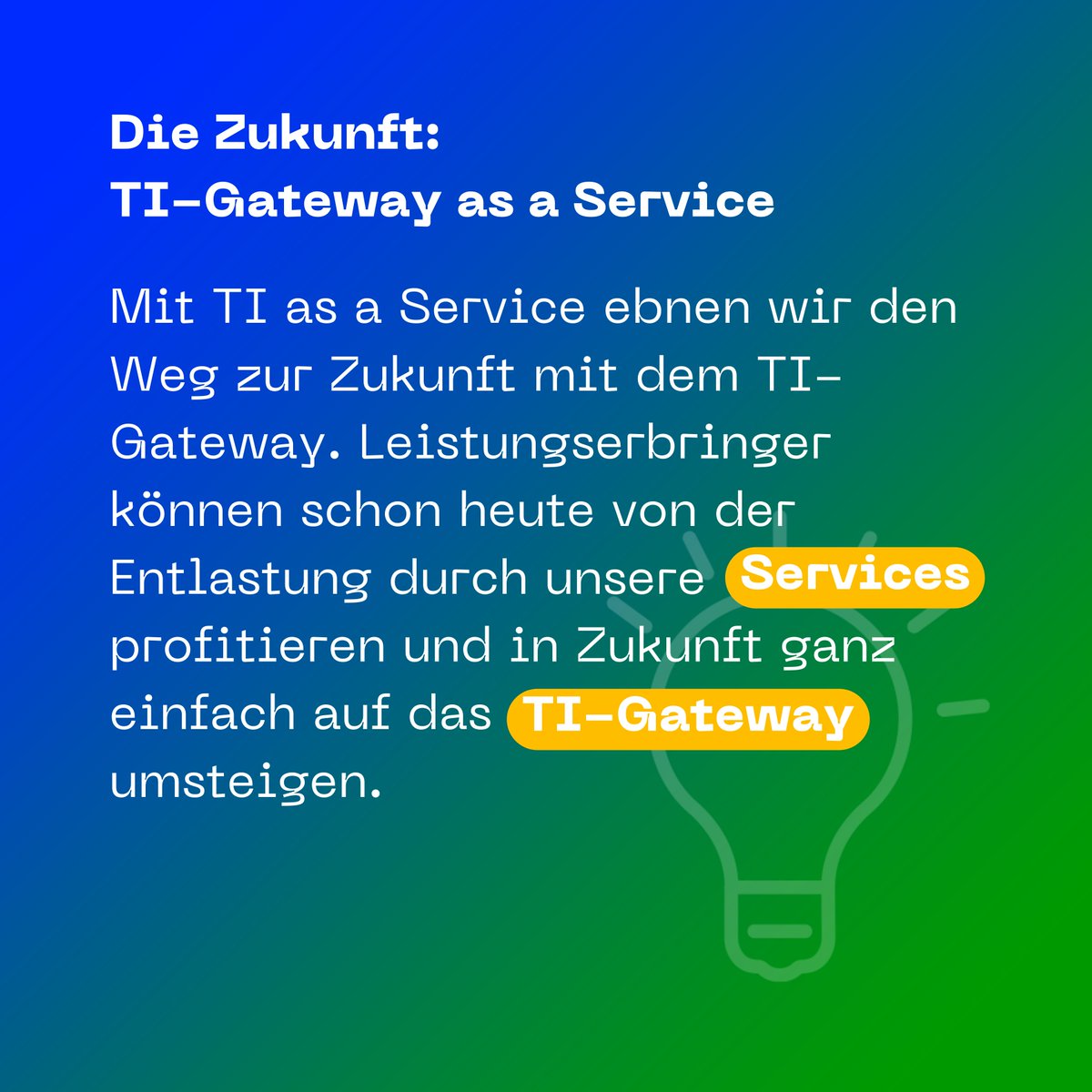💫 Wir machen Ihre TI-Kund:innen fit für die Zukunft!

Mit #TIaaS können PVS-Hersteller #Leistungserbringer schon heute spürbar entlasten und ihnen einen reibungslosen Umstieg auf das zukünftige #TIGateway ermöglichen.

🚀 Mehr zu unserem TIaaS-Angebot: slis.services/telematikinfra…