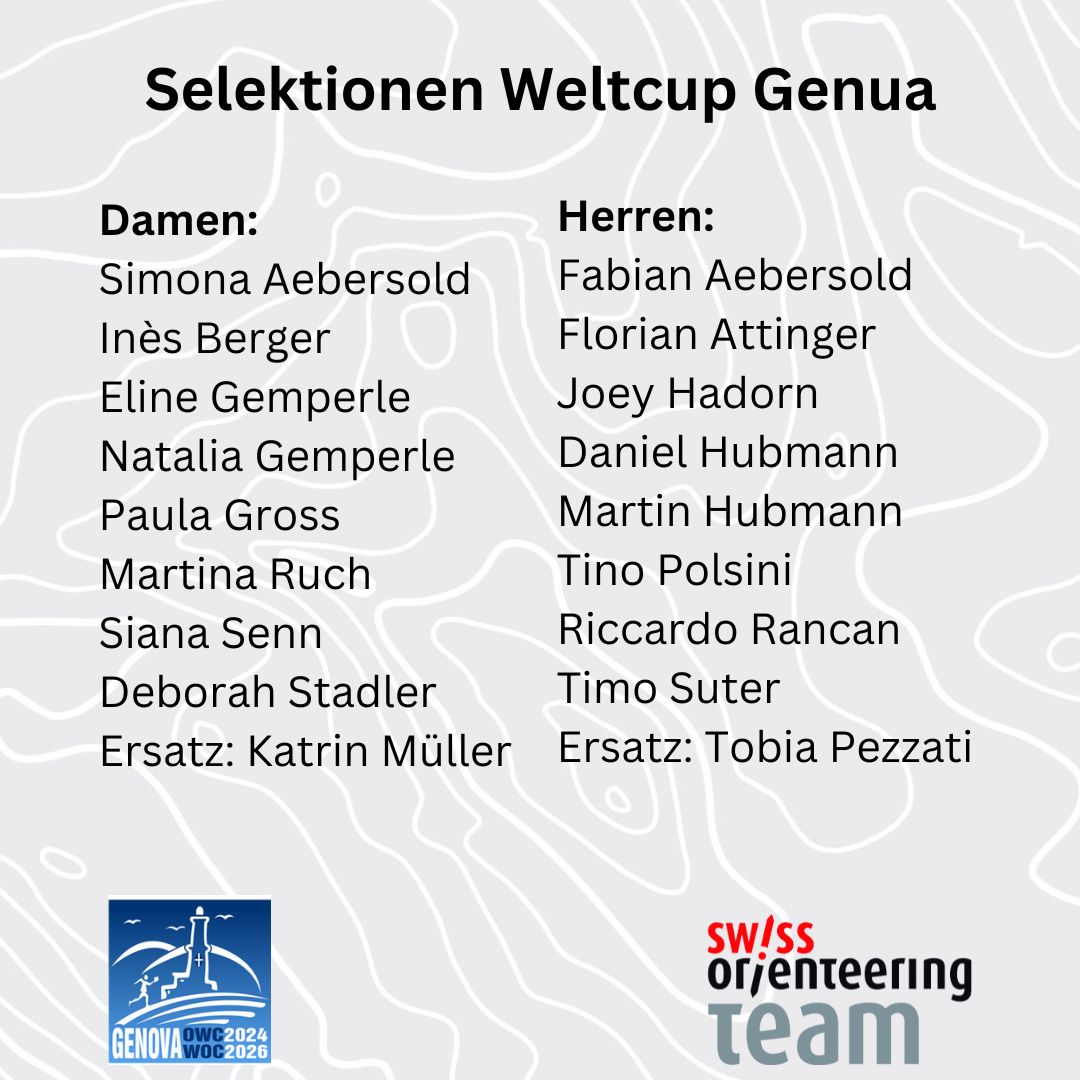 Das sind die Selektionen des #swissoteam für den Weltcupauftakt in Olten und die 2. Weltcuprunde in Genua. Mehr: swiss-orienteering.ch/de/news/ol/279…