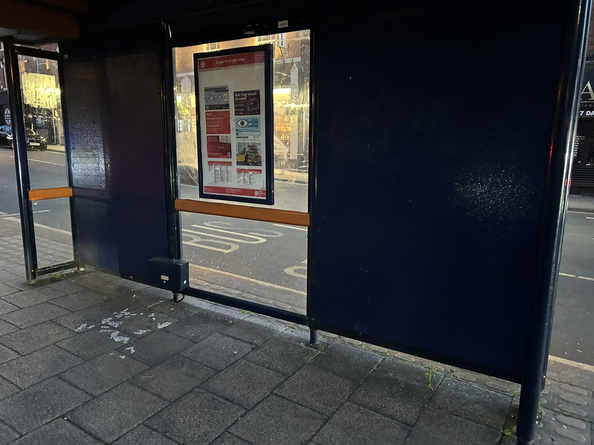 Hi @TransportForWM @ST_Police Please could someone advise why the seats have been removed from the No 1 bus shelter, St Mary’s Row, Moseley and get them put back. Many elderly and less mobile people use this shelter and rely on being able to sit to wait for the bus.