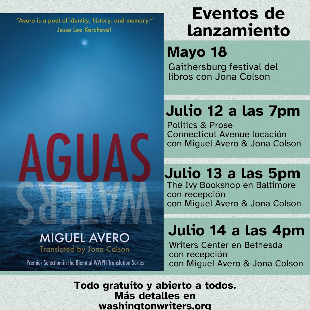 Publication day for WWPH's first work in translation AGUAS/WATERS and we are celebrating at these events starting at the Gaithersburg Book Festival in Maryland this Saturday! Join us!! more at washingtonwriters.org
#poetry #Uruguay #poetrycommunity #translation #publish