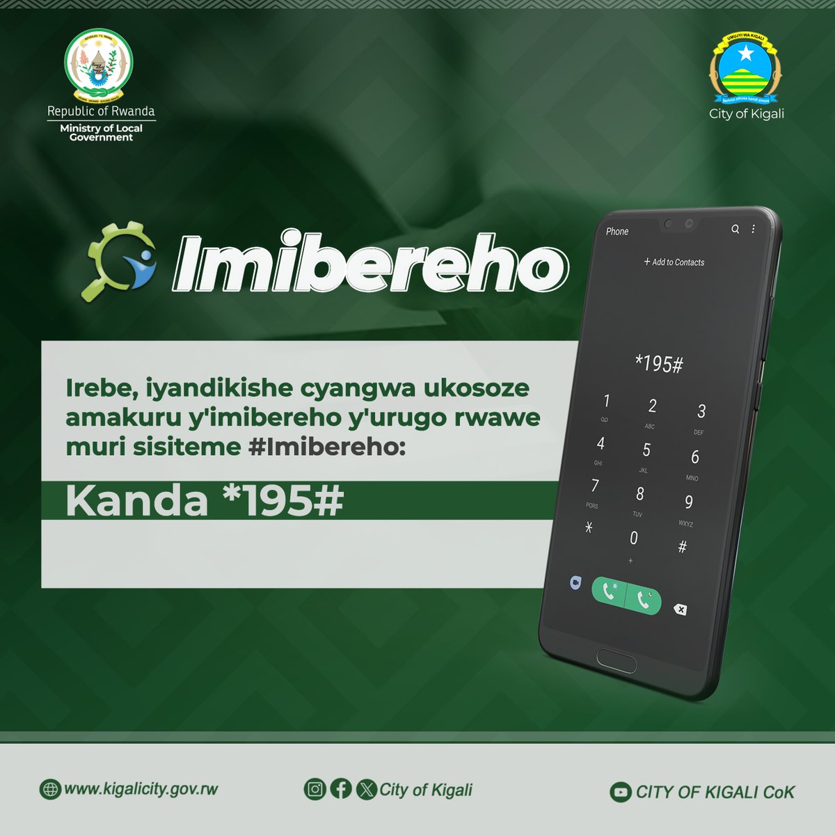 📢Irebe, iyandikishe cyangwa ukosoze amakuru y'imibereho y'urugo rwawe muri sisiteme #Imibereho: Kanda *195# ukurikize amabwiriza. Amakuru ya buri rugo ni ingenzi!