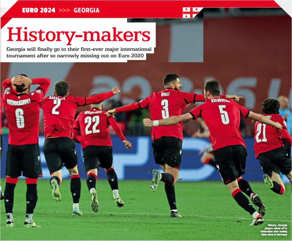 🇬🇪 My piece on Georgia’s historic qualification to Euro 2024 is out now in the latest edition of @WorldSoccerMag. The most comprehensive guide to the tournament. Go grab yourself a copy. 🔗: bit.ly/4bwH8Ru