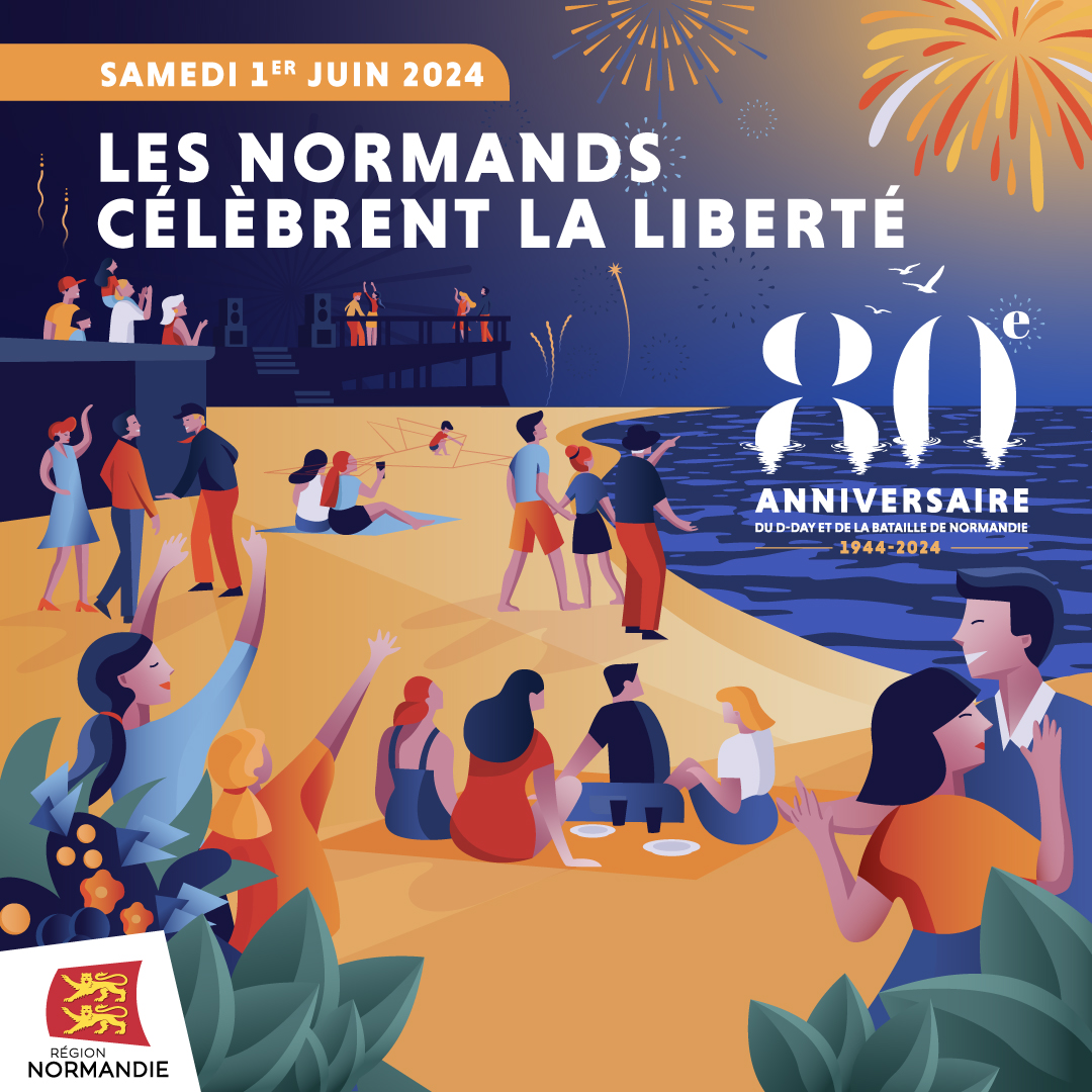 Le 1er juin marquera le lancement des festivités du 80eme anniversaire du #DDAY ! 🕊️🎆 De nombreux événements auront lieu en Normandie samedi 1er juin notamment l’embrasement de la côte : 20 feux d’artifice illumineront les sites majeurs du Débarquement.➡️80e-normandie.fr/les-normands-c…