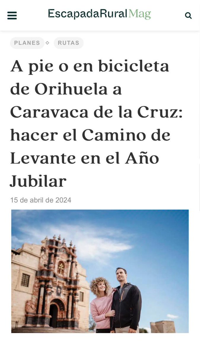 ☨ Promoción de #CaravacaAñoJubilar2024 en @escapadarural.

'Prepara la mochila y ponte las zapatillas para descubrir las 5 etapas del Camino de Caravaca y creer en lo extraordinario.' 💫

➡️ goo.su/V8atM4n

#TurismoRegióndeMurcia #RegióndeMurcia