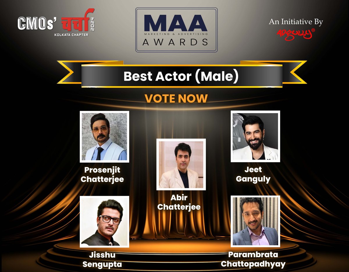 #VoteNow for Best Actor (Male) & win exciting prizes! The CMOs' Charcha MAA Awards introduces the People's Mandate #Awards, where your #voice matters. Vote Now: docs.google.com/forms/d/e/1FAI… #prosenjitchatterjee #abirchatterjee #jeetganguly #jisshusengupta #parambratachattopadhyay