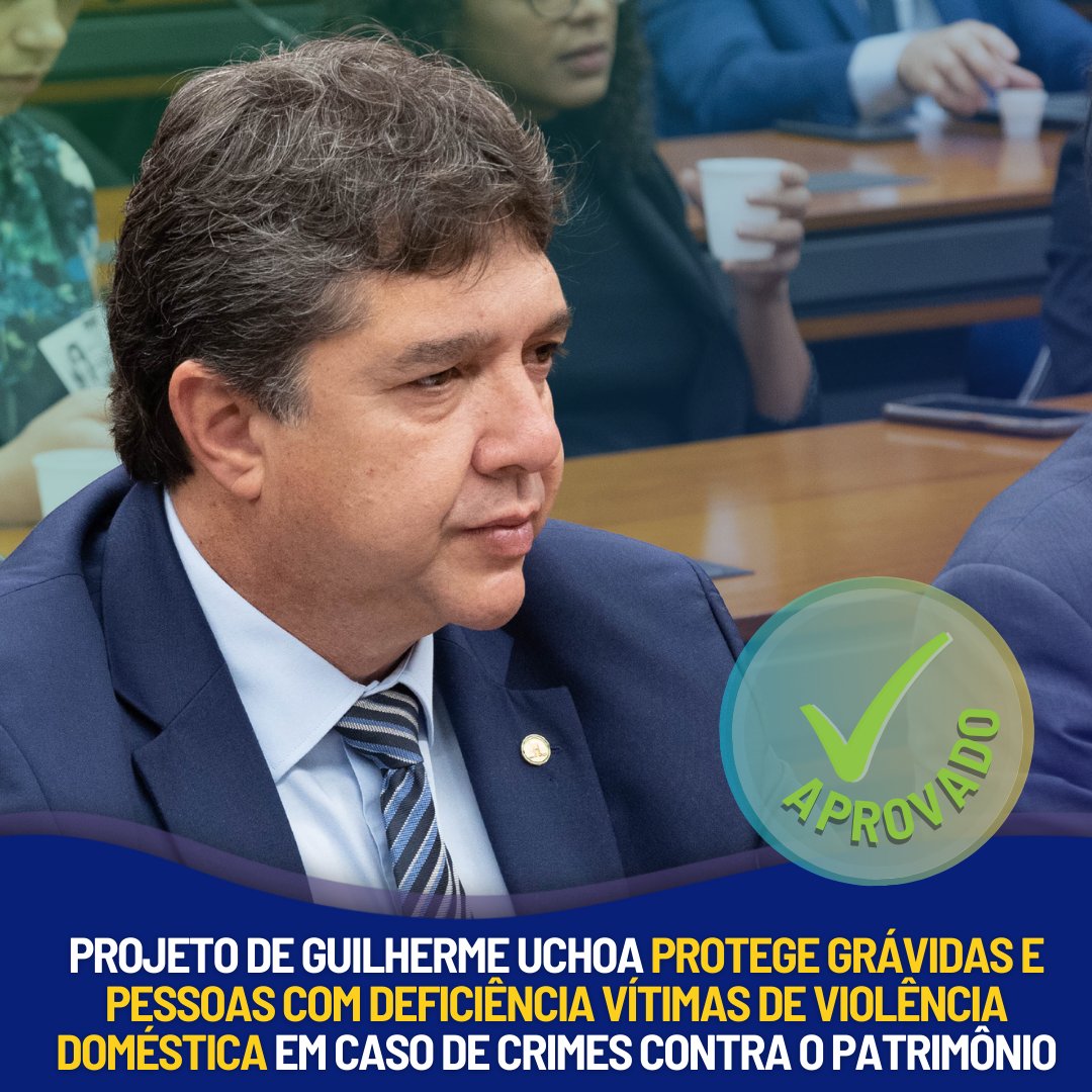 ✅ A Comissão de Defesa dos Direitos da Mulher aprovou o Projeto de Lei nº 1000/23, do deputado @GuiUchoaJr que visa proteger grávidas e pessoas com deficiência vítimas de violência doméstica, no caso de crimes contra o patrimônio. ♿️🤰🏽