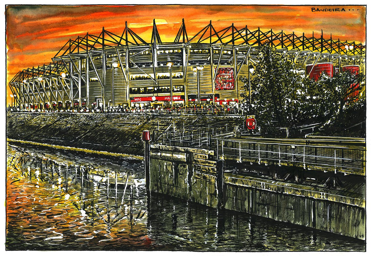 DOWN BY THE RIVERSIDE Illustration for RIVERSIDE 2025 calendar Calendar out July but you can purchase individual prints of any image here from both AYRESOME 2024 and RIVERSIDE 2025 collections 👇 graemebandeira.co.uk/shop/ #MiddlesbroughFC #UTB