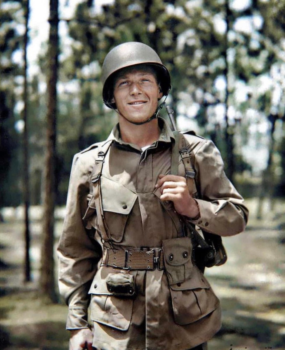 Future legendary commander of Easy Company, Lt. Dick Winters, photographed in training at Camp MacKall, North Carolina in 1943. 🪖