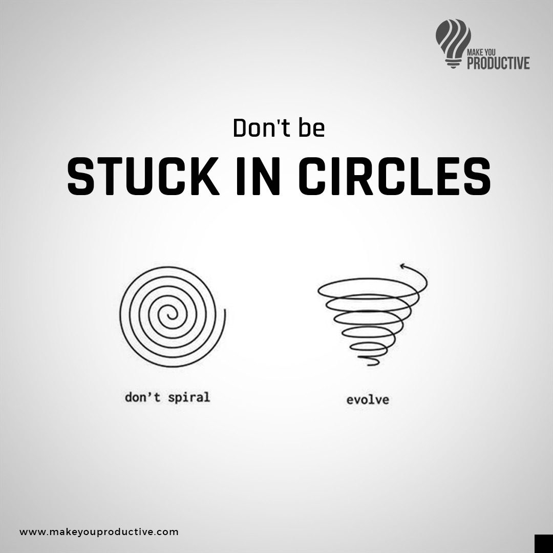 Don't get stuck in circles. Break free from repetitive patterns and explore new paths towards growth and progress. #MakeYouProductive #Productivity #BreakFree #ExploreNewPaths #GrowthMindset #Progression #MoveForward #NewBeginnings #PersonalDevelopment #PositiveChange