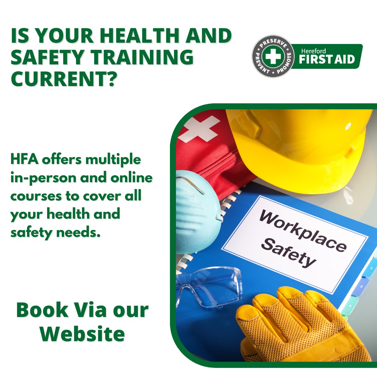 How current is your health & safety training? HFA offers in-person and online courses – find one that works for you on our 2024 schedule. 
herefordfirstaidtraining.co.uk
#HFA #HealthandSafety #CurrentTraining