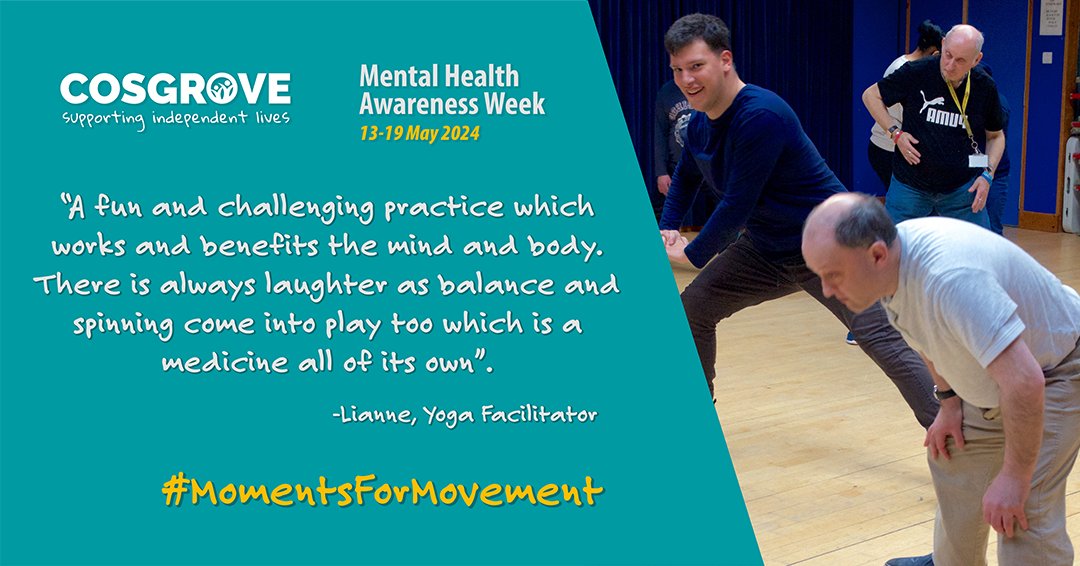 This week is Mental Health Awareness week, with the positive theme of movement! We have an inspiring message on the subject from our yoga facilitator, Lianne! #MomentsForMovement