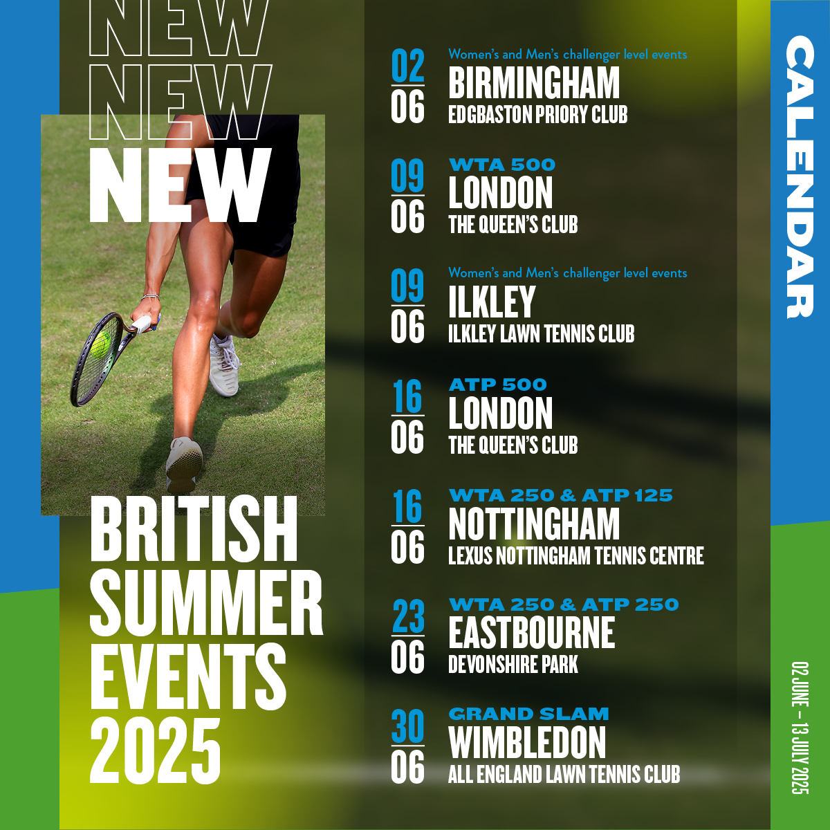 A new grass court calendar is coming in 2025 🎾 @WTA event returns to London for 1st time in 50 years 🎾 Birmingham event to start the grass court season 🎾 Men’s & Women’s events at every venue Find out more at shorturl.at/eiIL1