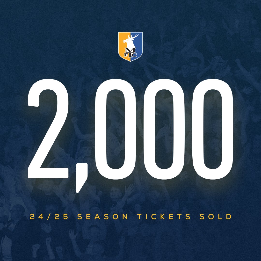 🚨 We've already sold 2,000 season tickets for the 2024/25 campaign. Thank you for your outstanding support. 👏 🎟️ Get yours now at: stagstickets.co.uk #Stags 🟡🔵