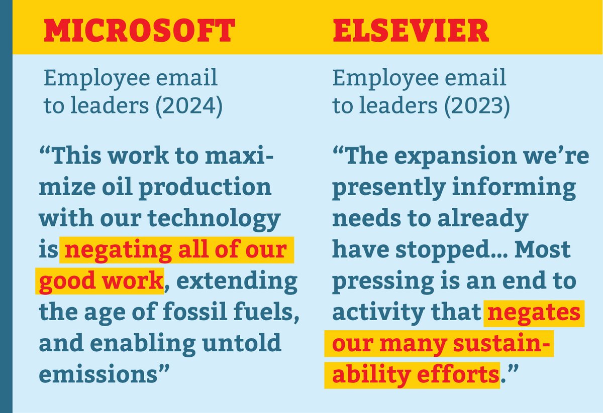 📢 This piece on @microsoft employees confronting #greenwashing has deep parallels w/ science publisher #Elsevier, where employees also told leaders their #fossilFuel expanding activity negates its positive efforts. 1/5🧵 grist.org/accountability… @grist @WeAreDrilled @themadstone