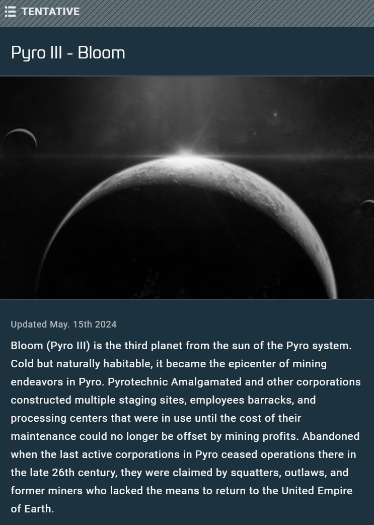 RTGTBloom's tweet image. Oh look! There&apos;s going to be a planet that shares my last name. #StarCitizen #PyroSystem