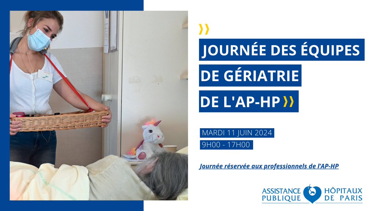 [Pour les professionnels de l’AP-HP] 🗓 Rdv le 11 juin 2024 à l’auditorium de l’@HopitalPompidou pour la journée des équipes de gériatrie de l’AP-HP 👉 Réunir les professionnels de cette spécialité et échanger sur les enjeux et perspectives Inscription : inscriptions.aphp.fr/journee-annuel…