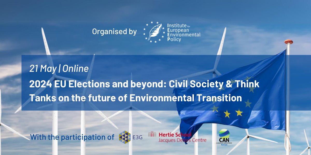 With the #EUElections2024 approaching,@IEEP_eu is organising a webinar - with E3G's @PepeEscrig - on the future of the environmental transition and the next phase of the #EUGreenDeal. Join on 21 May 👇 us06web.zoom.us/webinar/regist…