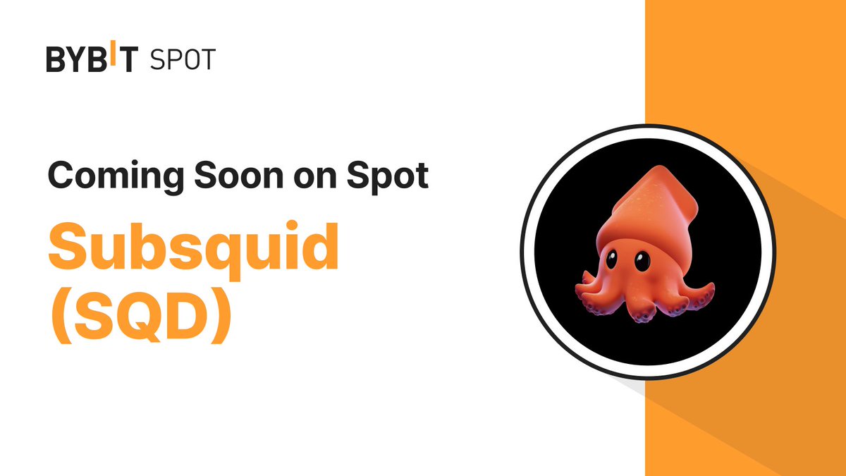 📣 $SQD is coming soon to the #BybitSpot trading platform with @subsquid

🗓 Listing time: May 17, 2024, 8 AM UTC. Deposits and withdrawals will be available via the Arbitrum One network. A grand prize pool awaits! Stay tuned! 👀

#TheCryptoArk #BybitListing