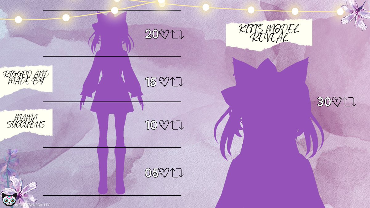 RespawnedK's tweet photo. 📢KITTS MODEL REVEAL IS HERE📢

Dearest Gentle Reader, the moment that we have all been waiting for has finally arrived.

It is with great delight that I announce my model debut! She will be my very first 2D fully rigged model to be used on stream!

Made &amp; rigged by @Mama_Succ 💜 https://t.co/rpwjrewwMf