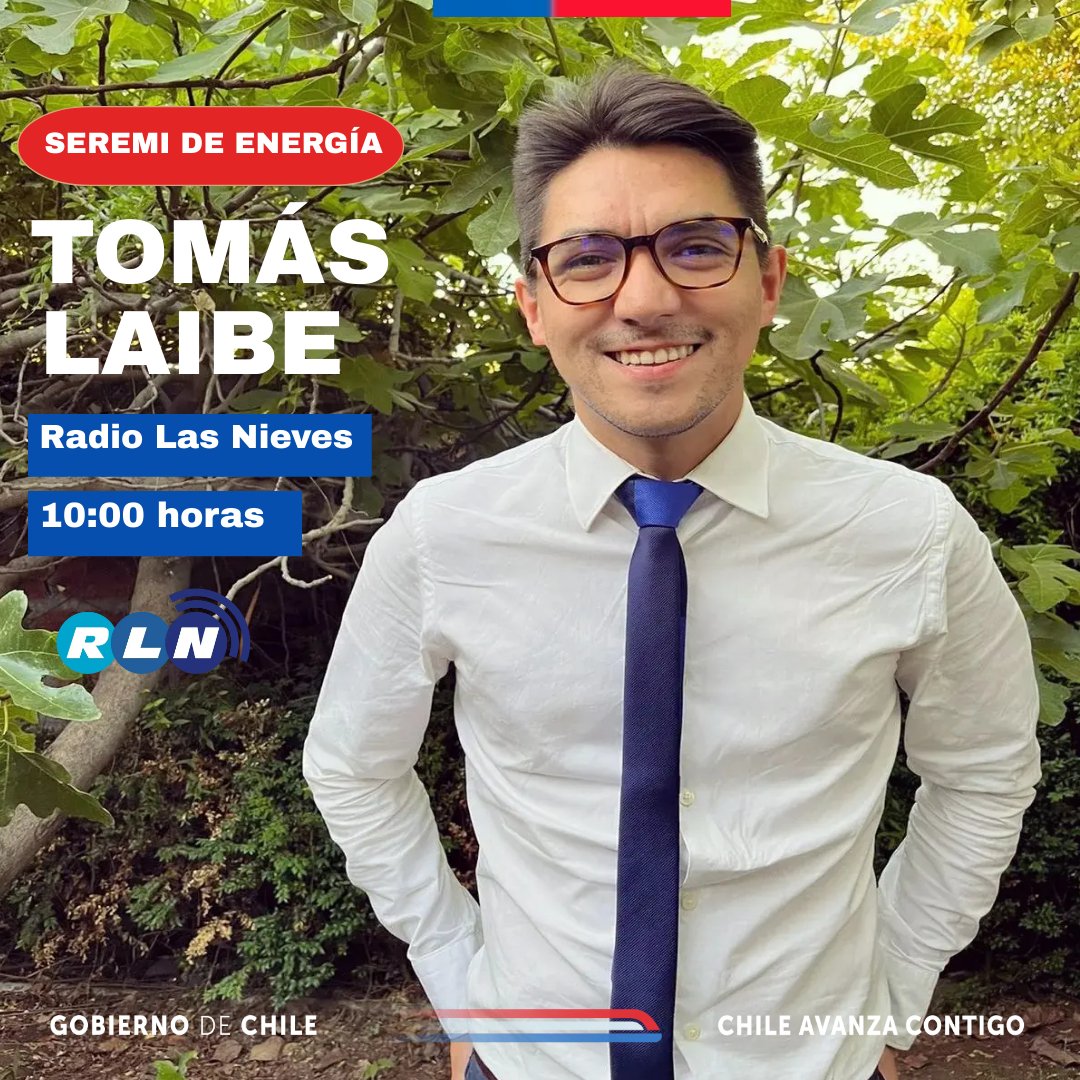 📌Hoy el seremi <a href="/tomaslaibe/">Tomás Laibe</a> estará en vivo por
<a href="/radiolasnieves/">Radio Las Nieves</a> conversando sobre el Gabinete #ProCrecimientoyEmpleo #CentrosIntegralesDeBiomasa y otros temas de actualidad del sector.  
¡No te lo pierdas! 📻 102.9 FM 👉 rln.cl