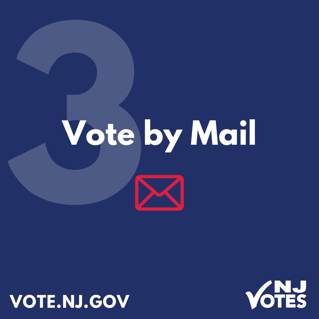Planning to vote in the 2024 Primary Election? NJ Voters have 3 ways to vote: 1. At your Polling Place on Election Day (6AM to 8PM) 2. In-person Early Voting 3. Vote by Mail For more info, visit Vote.NJ.Gov. #NJVotes