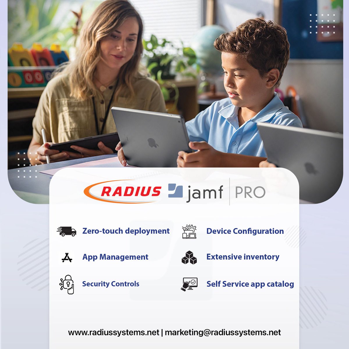 RadiusSystems's tweet image. Looking for a comprehensive solution for device management? Look no further than JAMF Pro! Take control of your devices with ease through zero-touch deployments and advanced security controls.
#DeviceConfiguration #SecurityControls #JAMFPro #RadiusSystems