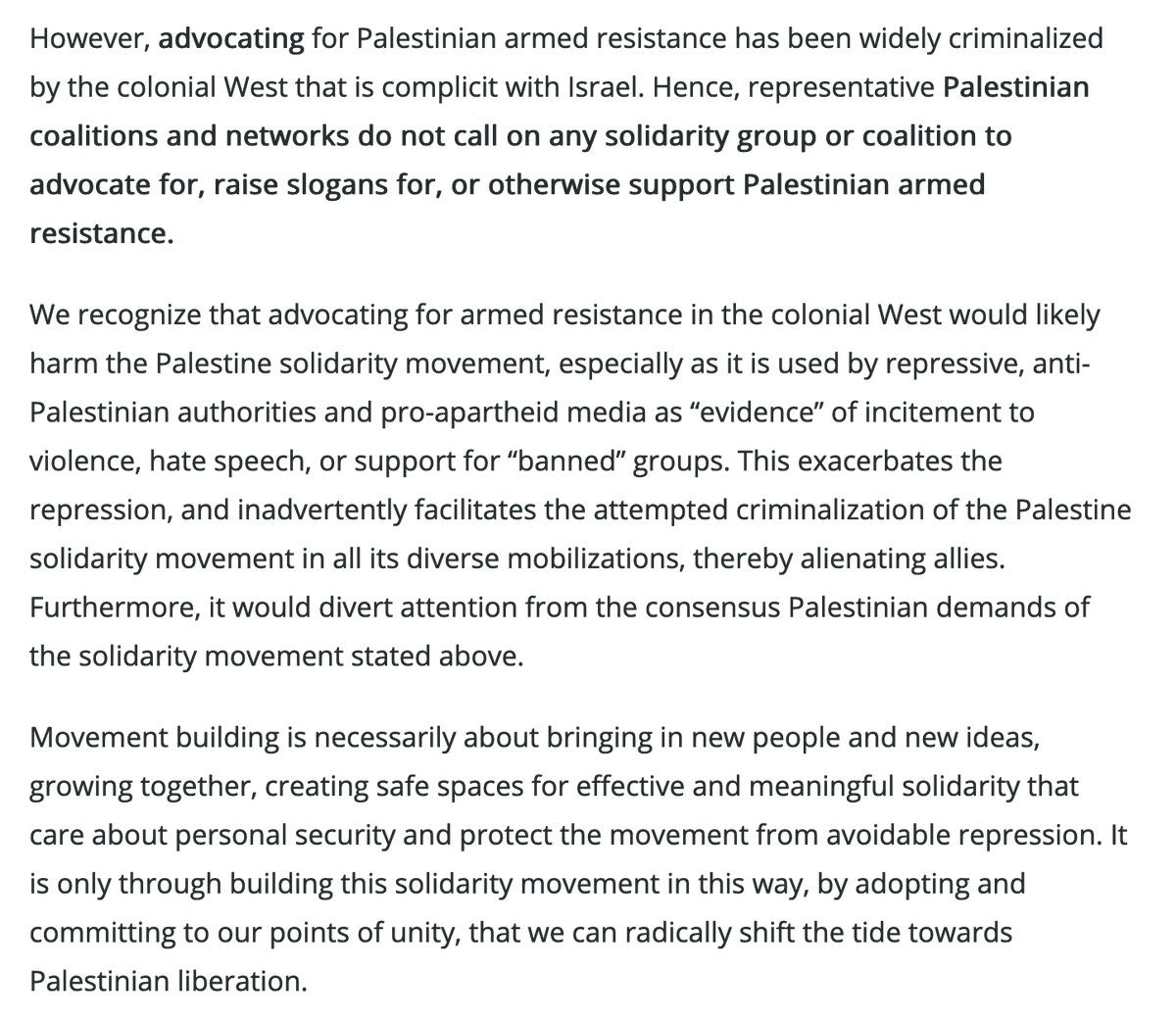 BenLorber8's tweet photo. The BDS movement released a statement yesterday supporting student encampments, while also cautioning Western activists against advocating for armed resistance, arguing that this invites state repression and harms the solidarity movement https://t.co/SuLL1TNfOh https://t.co/Vq5EgkZn21