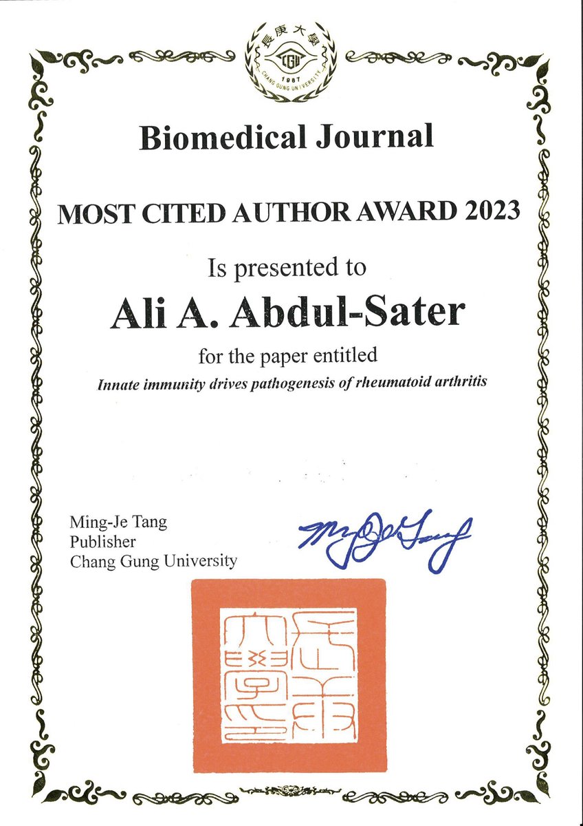 Ali Abdul-Sater (@aabdulsater) on Twitter photo Honored by the positive reception of our review in <a href="/BiomedJ/">Biomedical Journal</a> ! Thank you to the readers and researchers who continue to contribute to this field. #rheumatoid #arthritis #inflammation #research Honored by the positive reception of our review in <a href="/BiomedJ/">Biomedical Journal</a> ! Thank you to the readers and researchers who continue to contribute to this field. #rheumatoid #arthritis #inflammation #research