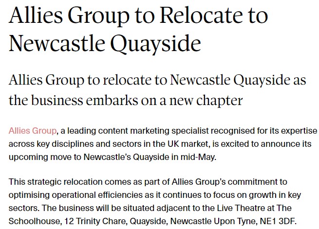 We are delighted to be welcoming Content Marketing Specialists @TheAlliesGroup to our building in a strategic relocation to our Schoolhouse as they continue to focus on growth. We are happy to be part of the next chapter in their exciting evolution! Find out more in this Luxe