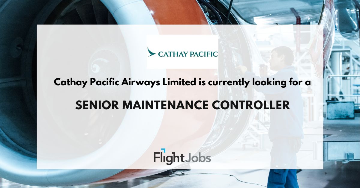 Cathay Pacific Airways Limited is hiring for a Senior Maintenance Controller.

Role based in Hong Kong (HK).

#Aviationjobs #Recruitingnow #Seniormaintenancecontroller

Apply now at bit.ly/3QesWnN