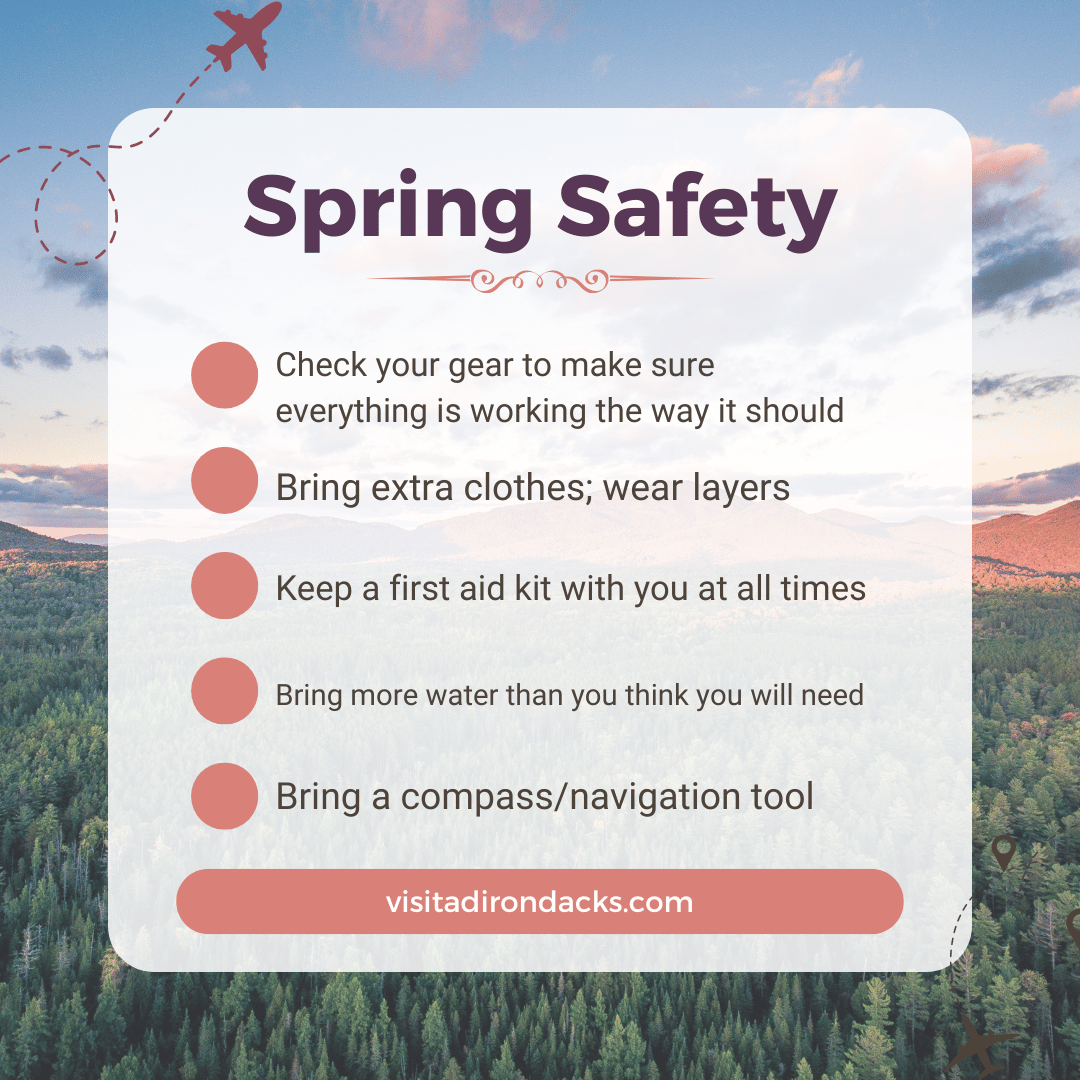 Adventurers looking to visit the Adirondacks should always take into account these basic outdoor safety measures. 

visitadirondacks.com.

#FilmFestival #AdirondacksMountains #SpringSafety #SpringTime #Hiking #OutdoorAdventures #SpringActivities #Adirondacks