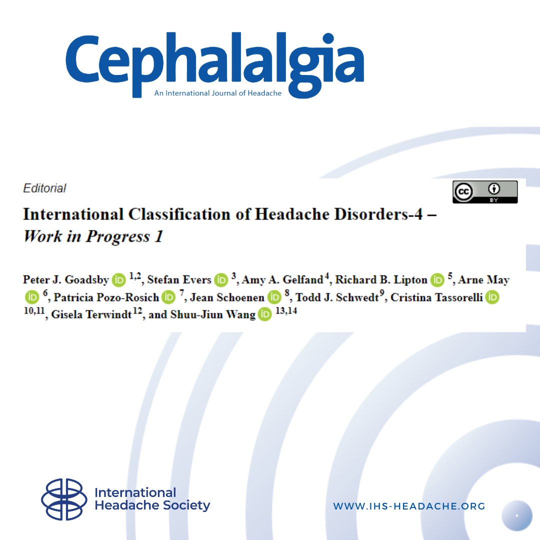 ihs_official's tweet photo. International Classification of Headache Disorders-4 – Work in Progress 1
https://t.co/BDsrtv1zrl
#headache #ichd #migraine #neurology https://t.co/KmDnOPlF2G