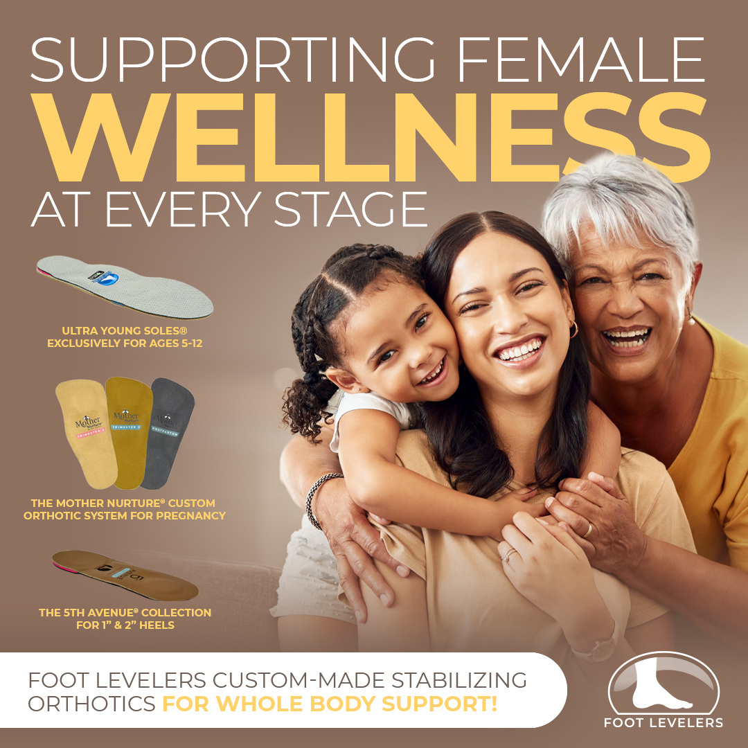 Celebrate Women’s Health Month with Foot Levelers' commitment to female wellness at every stage.  Tailored to your unique biomechanics, our custom-made flexible orthotics ensure comfort and confidence with every step. 💪🌿 #FemaleWellness #FootLevelers #CustomOrthotics