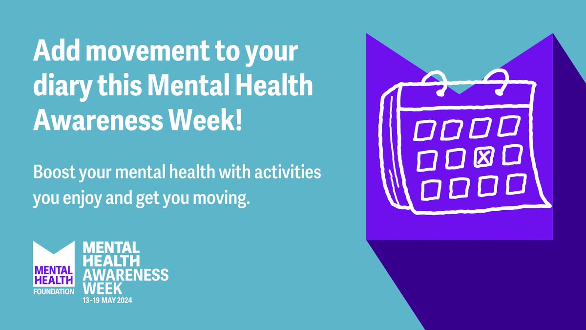Making plans you can look forward to is great for your mental health. 💜 This #MentalHealthAwarenessWeek, why not add fun #MomentsForMovement to your diary! Get more tips: mentalhealth.org.uk/movement-tips