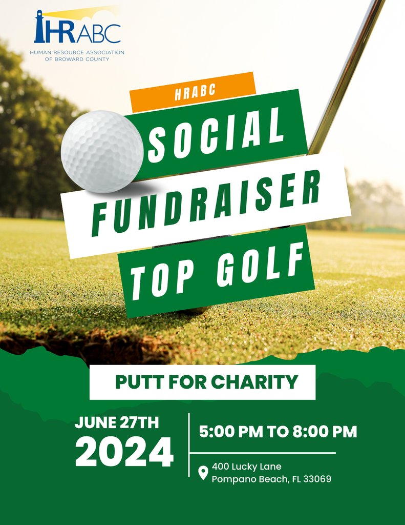 HRABC's tweet photo. 📅 Save the Date! 📅

Join us for the HRABC Social &amp; FUNdraiser on June 27th, 2024, from 5:00 PM to 8:00 PM at Top Golf in Pompano Beach, Florida! 🏌️‍♂️

Join fellow HR professionals for an evening of networking, fun, and fundraising. Don't miss this exciting event! https://t.co/3hTH2q0Xhv