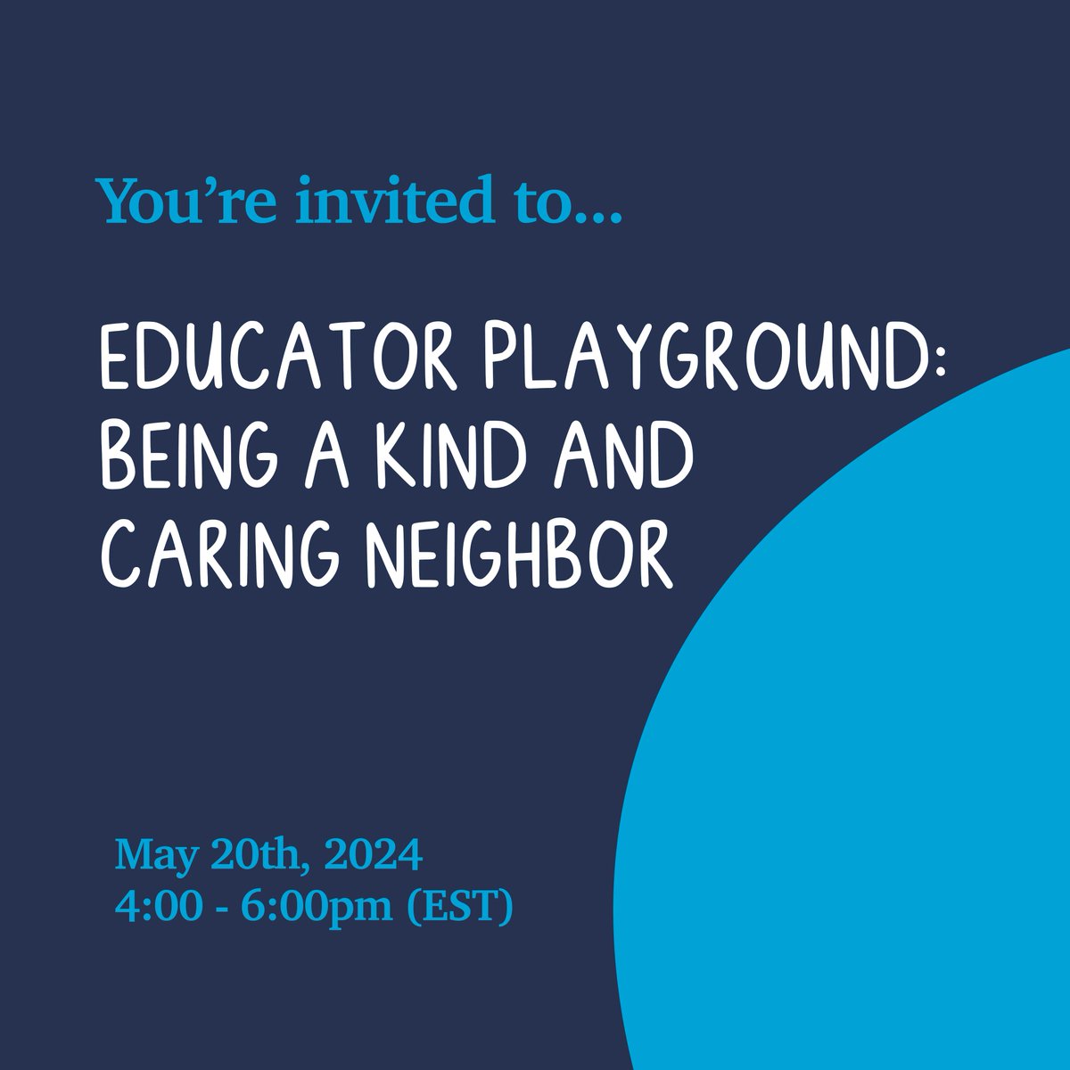 Step into the world of kindness and care with Educator Playground: Being a Kind and Caring Neighbor! Save the date: Monday, May 20th, 4:00 pm - 6:00 pm (EST) at Latrobe Art Center. See you there! #FredRogersLegacy #KindnessMatters #CommunityEvent'

docs.google.com/forms/d/e/1FAI…